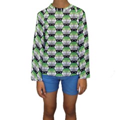 Hackers Town Void Mantis Hexagon Aromantic Pride Flag Kids  Long Sleeve Swimwear