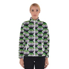 Hackers Town Void Mantis Hexagon Aromantic Pride Flag Women s Bomber Jacket