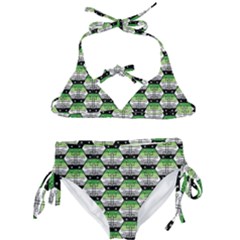 Hackers Town Void Mantis Hexagon Aromantic Pride Flag Kids  Classic Bikini Set