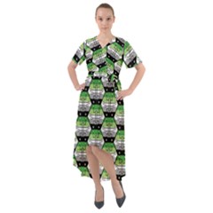 Hackers Town Void Mantis Hexagon Aromantic Pride Flag Front Wrap High Low Dress