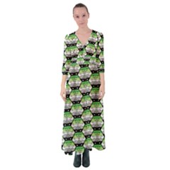 Hackers Town Void Mantis Hexagon Aromantic Pride Flag Button Up Maxi Dress