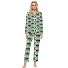 Hackers Town Void Mantis Hexagon Aromantic Pride Flag Womens  Long Sleeve Velvet Pocket Pajamas Set