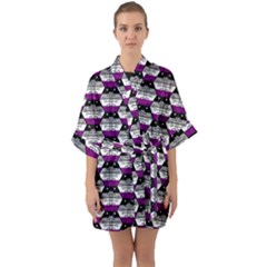 Hackers Town Void Mantis Hexagon Asexual Ace Pride Flag Half Sleeve Satin Kimono 