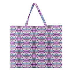 Hackers Town Void Mantis Hexagon Bigender Pride Flag Zipper Large Tote Bag