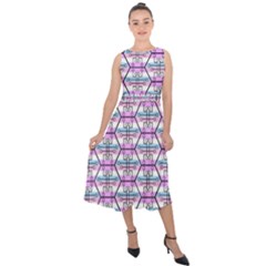 Hackers Town Void Mantis Hexagon Bigender Pride Flag Midi Tie-back Chiffon Dress