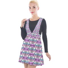 Hackers Town Void Mantis Hexagon Bigender Pride Flag Plunge Pinafore Velour Dress