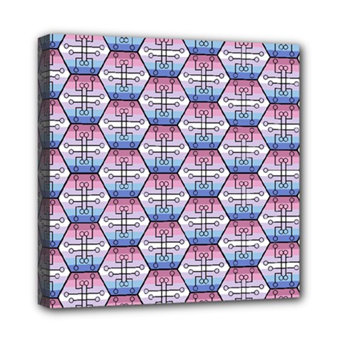 Hackers Town Void Mantis Hexagon Bigender Seven 7 Stripe Pride Flag Mini Canvas 8  X 8  (stretched) by WetdryvacsLair