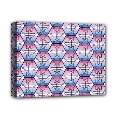 Hackers Town Void Mantis Hexagon Bigender Seven 7 Stripe Pride Flag Deluxe Canvas 14  X 11  (stretched) by WetdryvacsLair