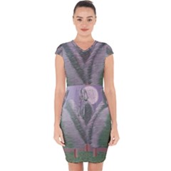 Purple haze  Capsleeve Drawstring Dress 