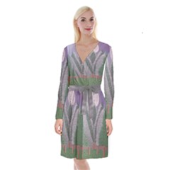 Purple haze  Long Sleeve Velvet Front Wrap Dress