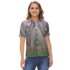 Purple haze  Women s Short Sleeve Double Pocket Shirt