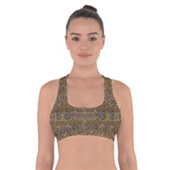 Sunflowers Seed In Harmony With Tropical Flowers Cross Back Sports Bra by pepitasart