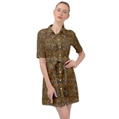 Sunflowers Seed In Harmony With Tropical Flowers Belted Shirt Dress by pepitasart