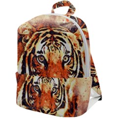 Tiger-portrait-art-abstract Zip Up Backpack by Jancukart