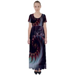 Digital-fractal-fractals-fantasy High Waist Short Sleeve Maxi Dress by Jancukart
