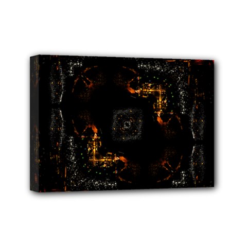 Abstract-animated-ornament-background-fractal-art- Mini Canvas 7  x 5  (Stretched)