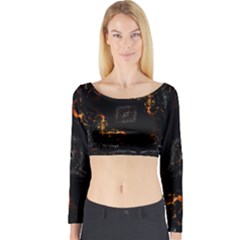 Abstract-animated-ornament-background-fractal-art- Long Sleeve Crop Top