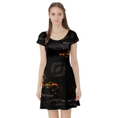 Abstract-animated-ornament-background-fractal-art- Short Sleeve Skater Dress