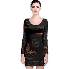 Abstract-animated-ornament-background-fractal-art- Long Sleeve Velvet Bodycon Dress