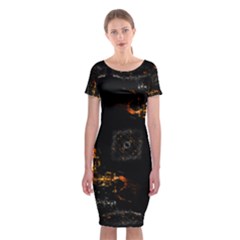 Abstract-animated-ornament-background-fractal-art- Classic Short Sleeve Midi Dress