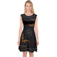 Abstract-animated-ornament-background-fractal-art- Capsleeve Midi Dress