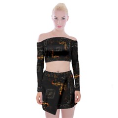 Abstract-animated-ornament-background-fractal-art- Off Shoulder Top with Mini Skirt Set