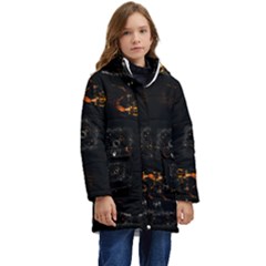 Abstract-animated-ornament-background-fractal-art- Kid s Hooded Longline Puffer Jacket