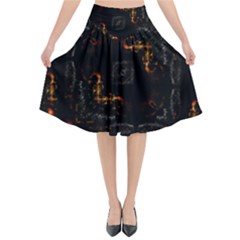 Abstract-animated-ornament-background-fractal-art- Flared Midi Skirt