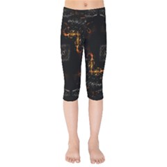 Abstract-animated-ornament-background-fractal-art- Kids  Capri Leggings 