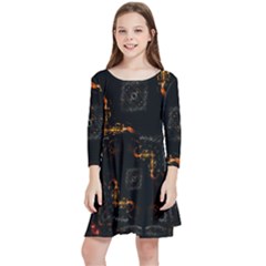 Abstract-animated-ornament-background-fractal-art- Kids  Quarter Sleeve Skater Dress