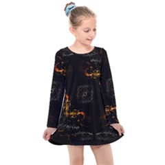 Abstract-animated-ornament-background-fractal-art- Kids  Long Sleeve Dress