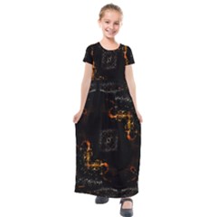 Abstract-animated-ornament-background-fractal-art- Kids  Short Sleeve Maxi Dress