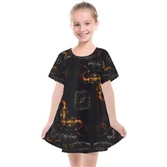 Abstract-animated-ornament-background-fractal-art- Kids  Smock Dress