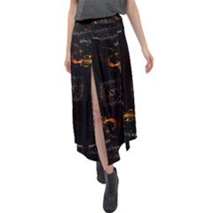 Abstract-animated-ornament-background-fractal-art- Velour Split Maxi Skirt