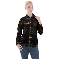 Abstract-animated-ornament-background-fractal-art- Women s Long Sleeve Pocket Shirt