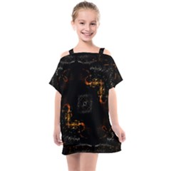 Abstract-animated-ornament-background-fractal-art- Kids  One Piece Chiffon Dress