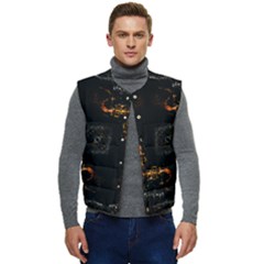 Abstract-animated-ornament-background-fractal-art- Men s Short Button Up Puffer Vest	