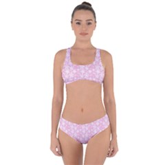 Pink-floral-background Criss Cross Bikini Set by Jancukart