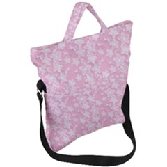 Pink-floral-background Fold Over Handle Tote Bag