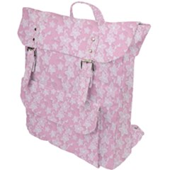 Pink-floral-background Buckle Up Backpack