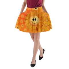 Sun-sunflower-joy-smile-summer A-line Pocket Skirt by Jancukart