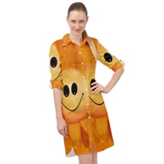 Sun-sunflower-joy-smile-summer Long Sleeve Mini Shirt Dress