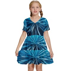 Background-structure-lines Kids  Short Sleeve Tiered Mini Dress