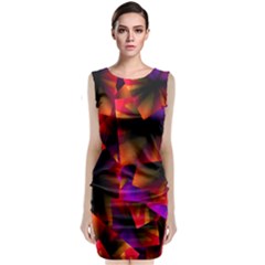 Squares Motif Geometric Pattern Sleeveless Velvet Midi Dress