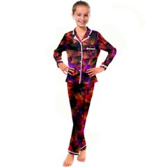 Squares Motif Geometric Pattern Kid s Satin Long Sleeve Pajamas Set by dflcprintsclothing