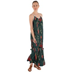Tropical Flowers Cami Maxi Ruffle Chiffon Dress by HWDesign
