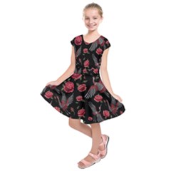 Cranes N Roses Kids  Short Sleeve Dress by HWDesign