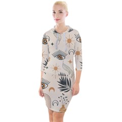 Bohemian Eye Quarter Sleeve Hood Bodycon Dress by HWDesign