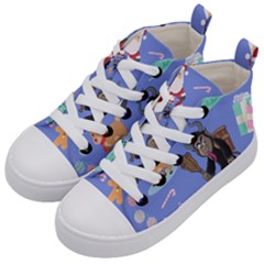 Blue Krampus Christmas Kids  Mid-top Canvas Sneakers by InPlainSightStyle