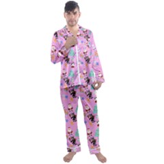 Pink Krampus Christmas Men s Long Sleeve Satin Pajamas Set by InPlainSightStyle